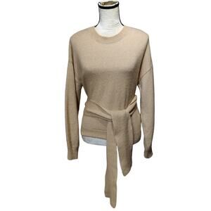 & Other Stories Paris Womens Sz S Tan Belted Oversized Sweater Merino Wool Blend